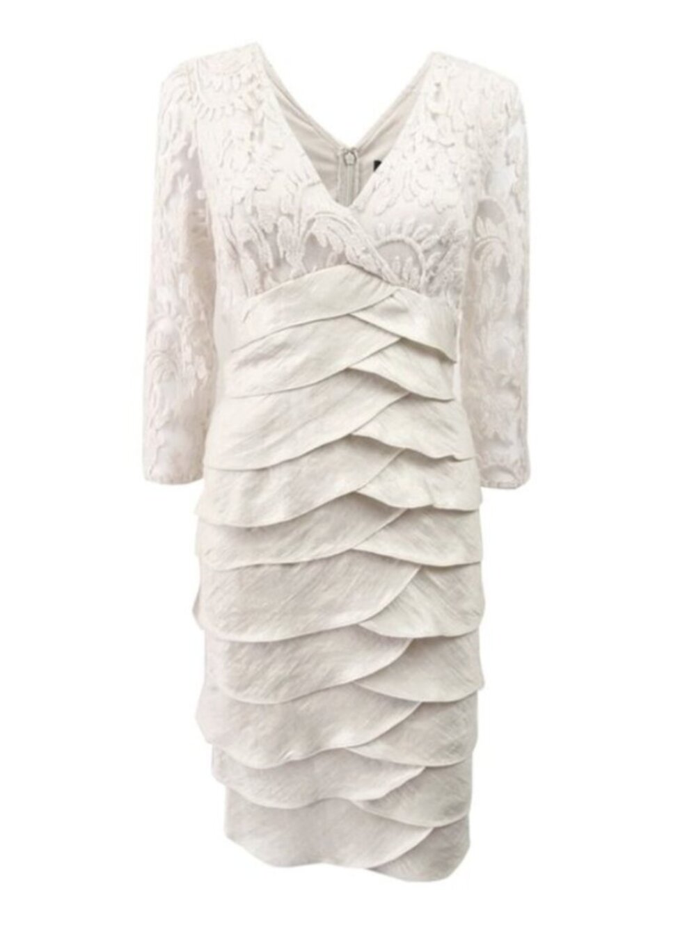 ADRIANNA PAPELL Shimmer Shutter Tuck Lace Sheath Dress Size 10 Wedding Cocktail